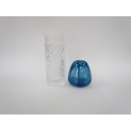 7167 - A clear glass vase by Ronald Stennett Willson for Kings Lynn glass, RSW 626 and a blue studio glass ... 