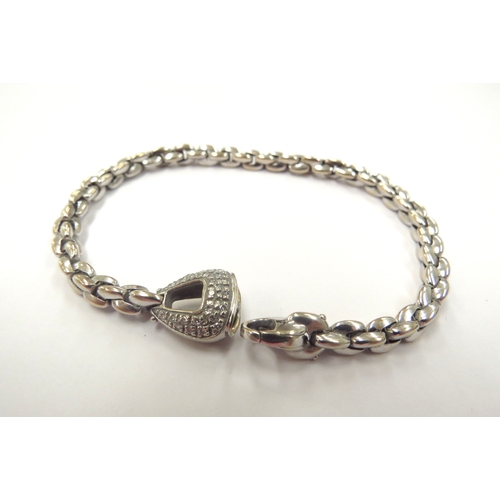 9042 - A FOPE designer bracelet with diamond set clasp, 19cm long, unmarked, 14g