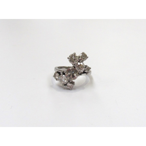 9138 - A platinum diamond cluster ring, comprising of eight diamonds with a total weight of 3.5ct approx. S... 