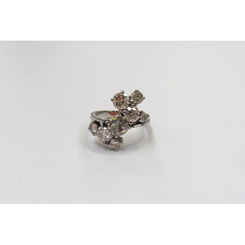 9138 - A platinum diamond cluster ring, comprising of eight diamonds with a total weight of 3.5ct approx. S... 