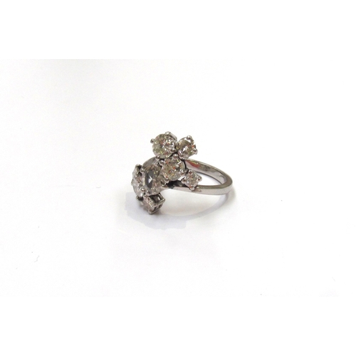 9138 - A platinum diamond cluster ring, comprising of eight diamonds with a total weight of 3.5ct approx. S... 