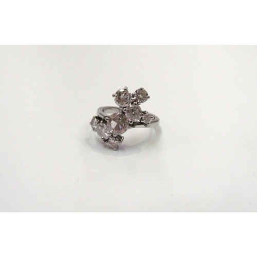 9138 - A platinum diamond cluster ring, comprising of eight diamonds with a total weight of 3.5ct approx. S... 