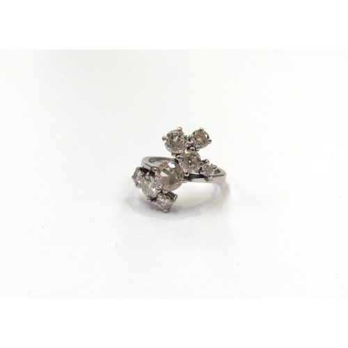 9138 - A platinum diamond cluster ring, comprising of eight diamonds with a total weight of 3.5ct approx. S... 