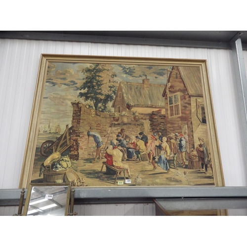 2103 - A framed cloth tapestry of 19th Century tavern scene   (R) £30