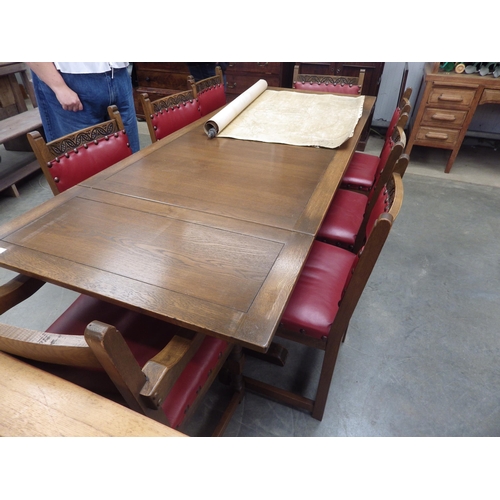 2183 - A set of eight old charm chairs (6+2) and an oak drawer leaf table