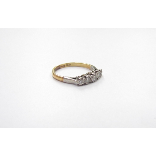 9291 - A graduated five stone diamond ring, stamped 18ct/plat. Size N, 2.3g   (R) £120