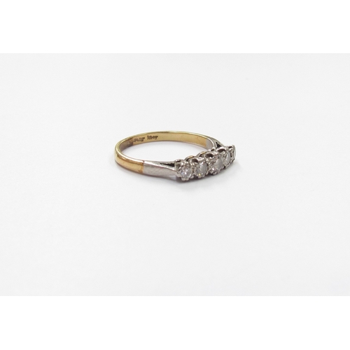 9291 - A graduated five stone diamond ring, stamped 18ct/plat. Size N, 2.3g   (R) £120