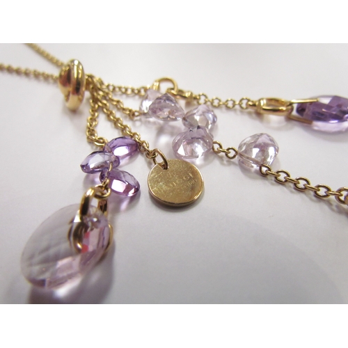 9424 - A Gucci Horsebit necklace with facetted amethyst drops, Gucci label marked 750, 72cm long, 7cm tasse... 