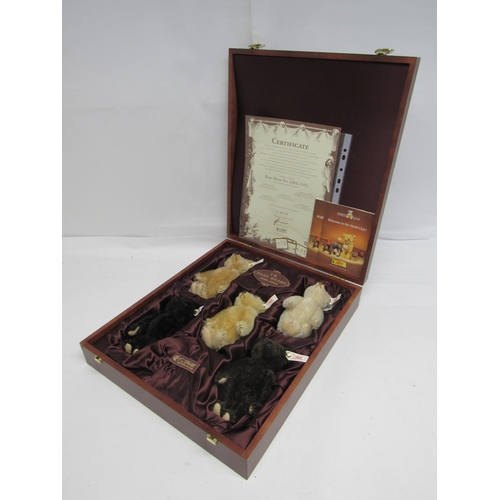 7108 - A Steiff 654497 limited edition UK Baby Bear set 1989-1993, comprising five articulated mohair bears... 