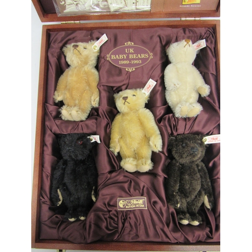 7108 - A Steiff 654497 limited edition UK Baby Bear set 1989-1993, comprising five articulated mohair bears... 