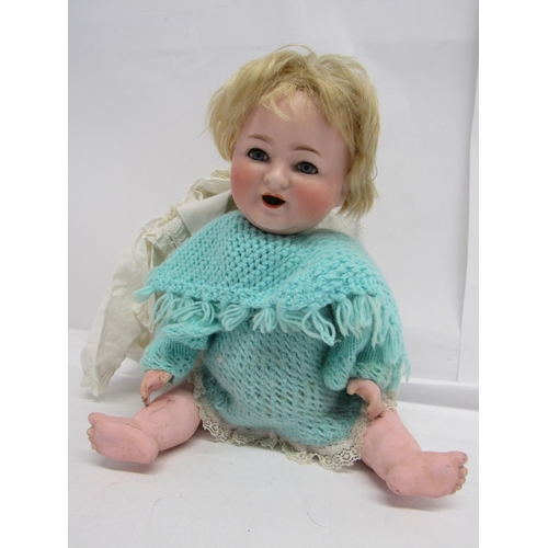 7121 - A Porzellanfabrik Burggrub 'Das Lachende Baby' (The Laughing Baby) bisque head doll with blonde wig,... 