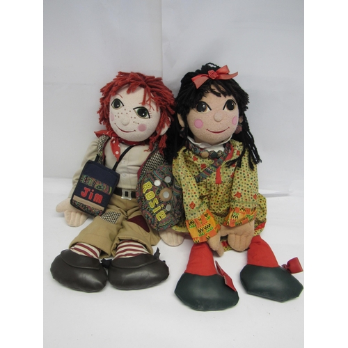 7097 - A pair of large soft filled Rosie and Jim narrowboat character dolls by Born to Play (2 each approxi... 