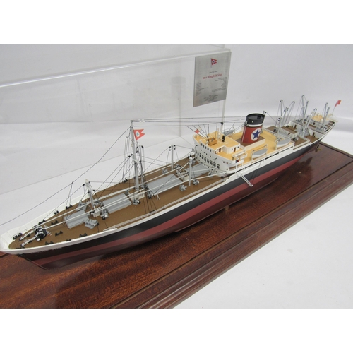 7301 - A Blue Star Line 'M.V. English Star' scale model by Classic Ship Models & Engineering, housed in per... 