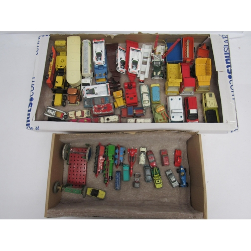 7083 - Two boxes of assorted loose and playworn diecast vehicles including Matchbox Adventure 2000, Corgi, ... 