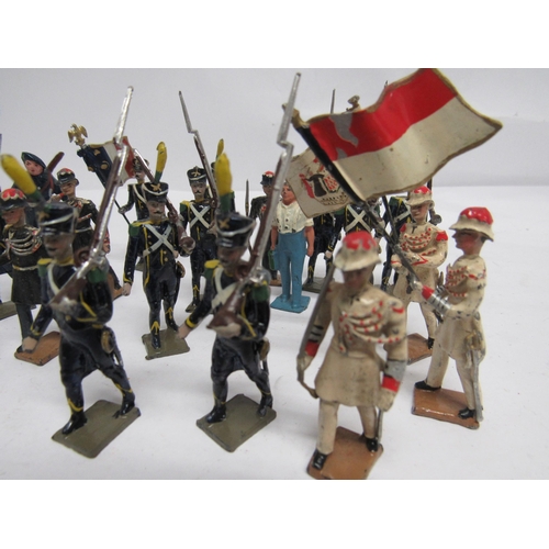 7198 - A collection of CBG Mignot, Quiralu and other lead figures including skiers, military bandsmen, rifl... 