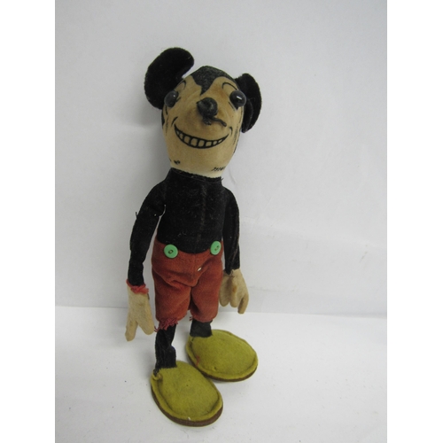 7115 - A 1930's Deans Rag book Mickey Mouse felt character doll with black velvet body, black boot button e... 