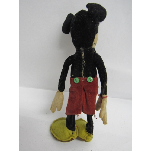 7115 - A 1930's Deans Rag book Mickey Mouse felt character doll with black velvet body, black boot button e... 