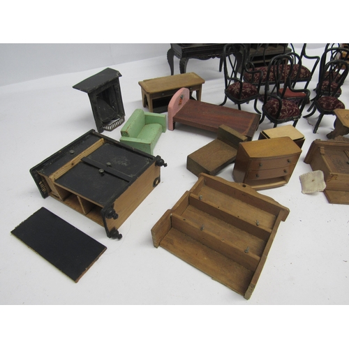 7134 - A collection of early 20th Century and later dolls house furniture including bentwood suite of sofa ... 