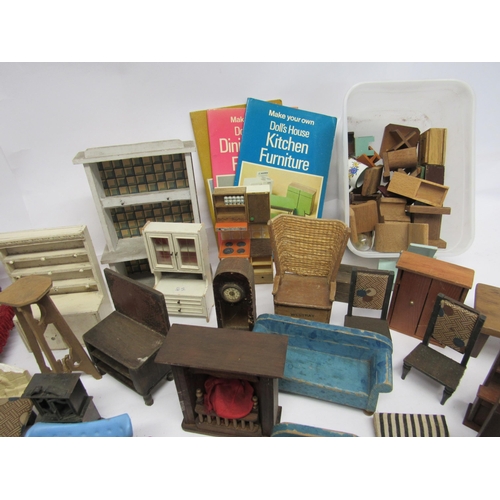 7143 - A collection of wooden, metal and plastic dolls house furniture, including boxed Triang Spot-On hamm... 