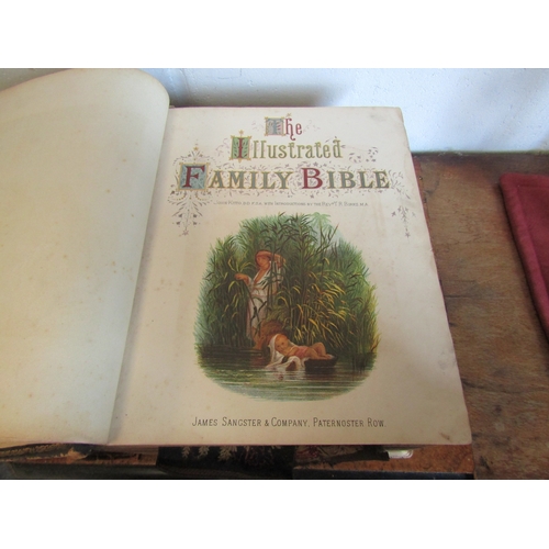 1023 - A 19th Century family Bible, thick 4to, full contemporary leather gilt, engraved plates