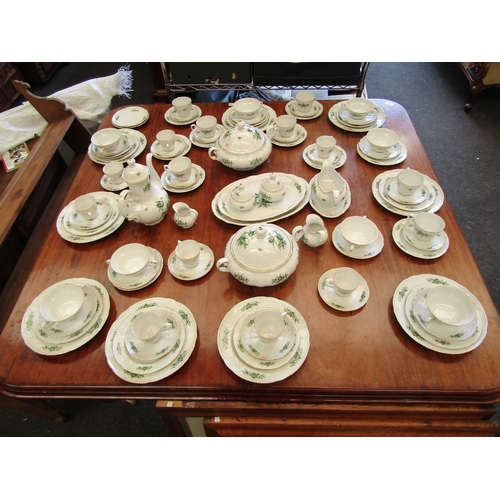 1108 - A quantity of Seltmann Weiden Bavarian china, green floral border and sprays, including lidded turee... 