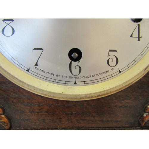 1151 - An Enfield Dupontic Westminster chime mantel clock in oak case with silent chime mechanism