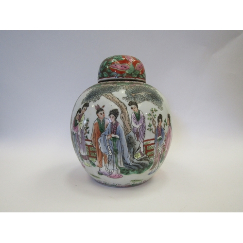 An early 20th Century Chinese Ginger Jar decorated with female figures ...