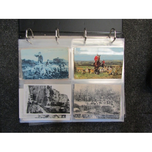 1262 - A postcard album depicting various hunting scenes