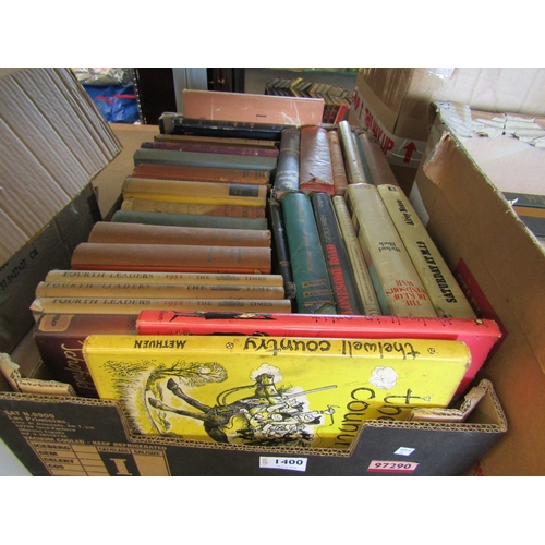 1400 - Three boxes of mixed books including HMSO WW2 booklets, military, countryside, Suffolk interest etc.... 