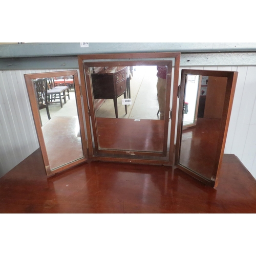 2080 - A mahogany triptic campaign mirror