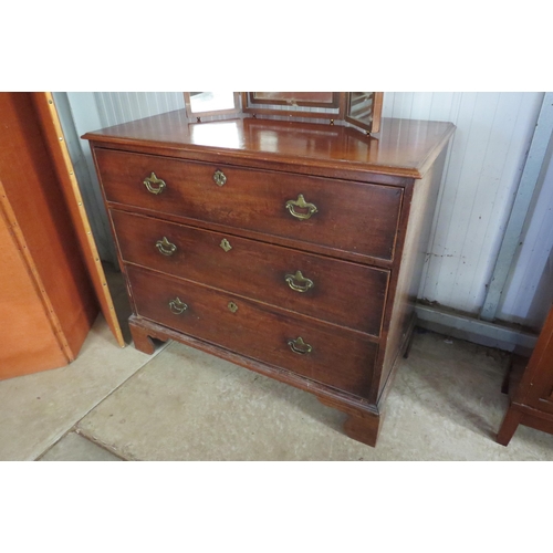 2081 - A 19th Century mahogany three drawer chest of drawers with brass handles