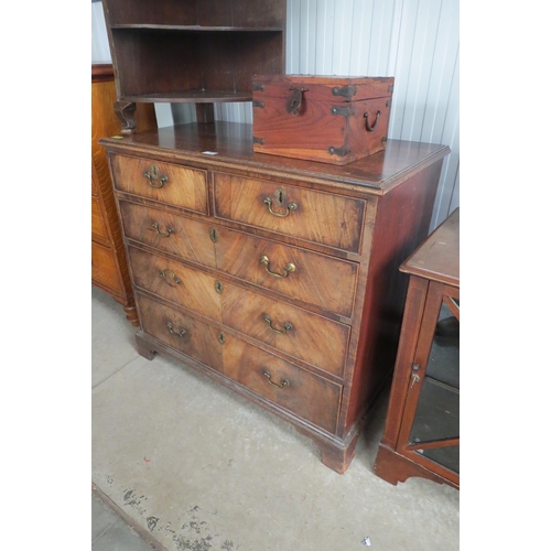 2087 - A Victorian mahogany and pine two over three chest of drawers with brass handles