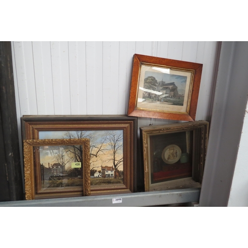 2098 - Three various framed pictures and one frame