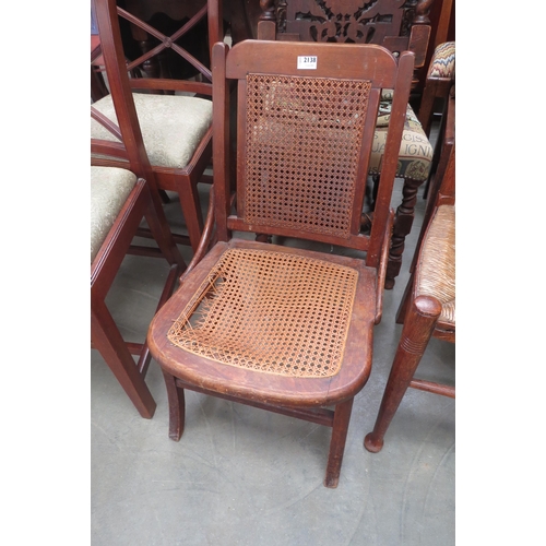 2138 - A rattan nursing chair cane work as found   (E) £5-8