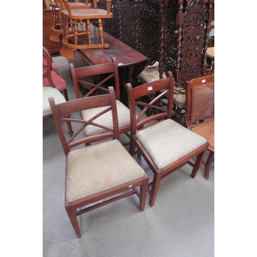 2139 - Three cross back mahogany dinning chairs