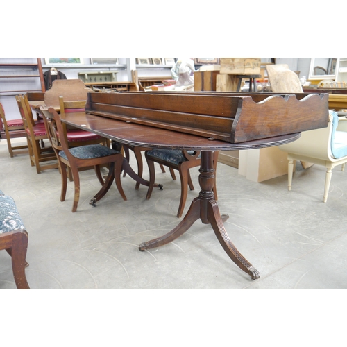 2181 - A regency style oak inlay dinning table together with a set of 4 + 2 lyre back dining chairs   (E) £... 