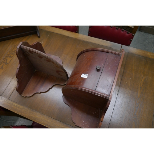 2184 - Two mahogany wall mounting corner unit