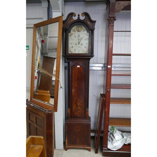 2186 - A 19th century mahogany long case rocking ship grandfather clock