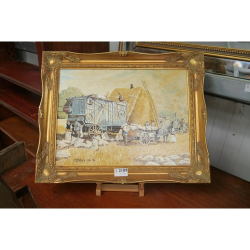 2189 - A gilt framed oil on canvas of a farm scene, Signed H.Blakely    (R) £30