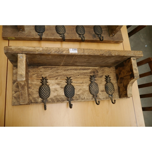 2206 - A rustic coat hook unit with pineapple hooks   (R) £20