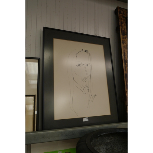 2215 - A signed abstract ink portrait