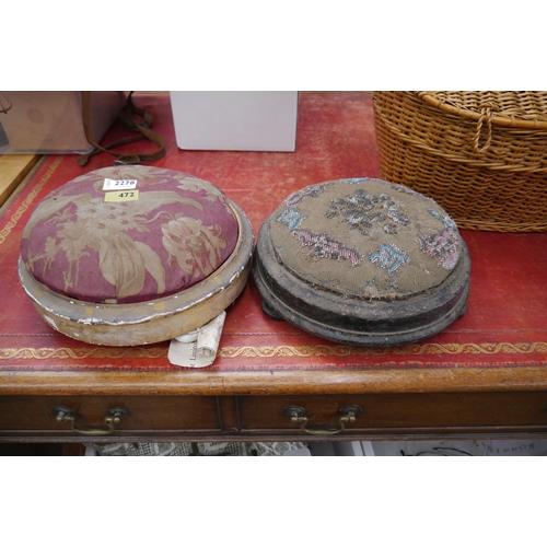 2278 - Two beadworked embroidered foot stools