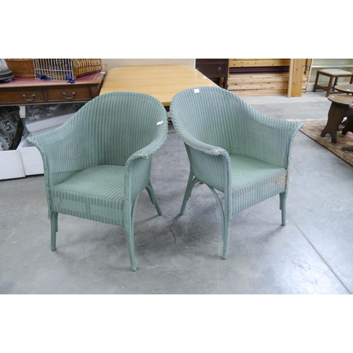 2281 - A pair of Lloyd Loom green tub chairs