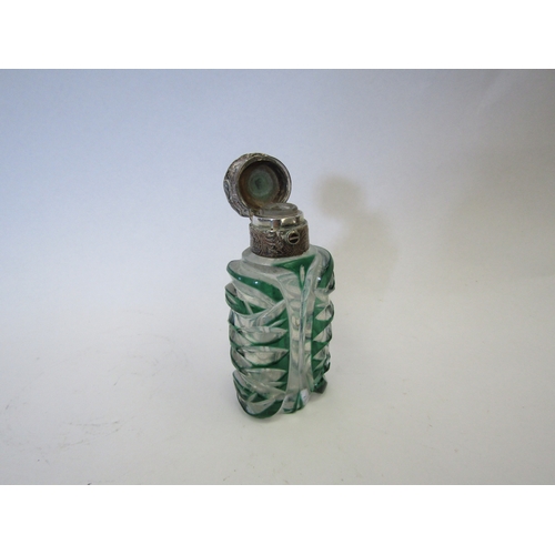 1299 - A Victorian Webb green and clear glass scent bottle