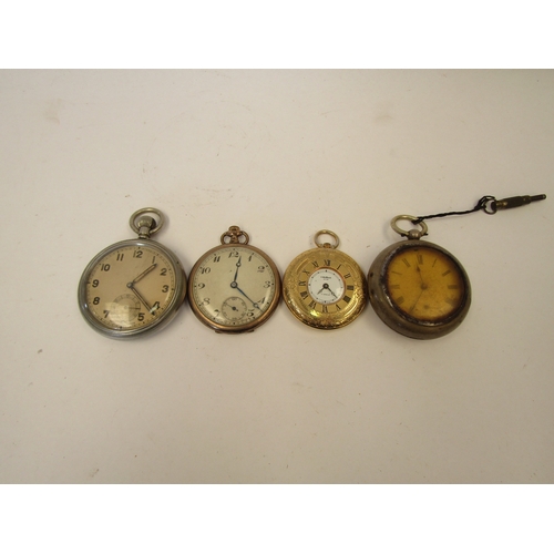 1307 - Four pocket watches including a broad arrow (GS/TP) 053395 and a rolled gold example