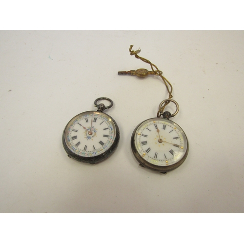 1325 - Two silver lady's fob watches