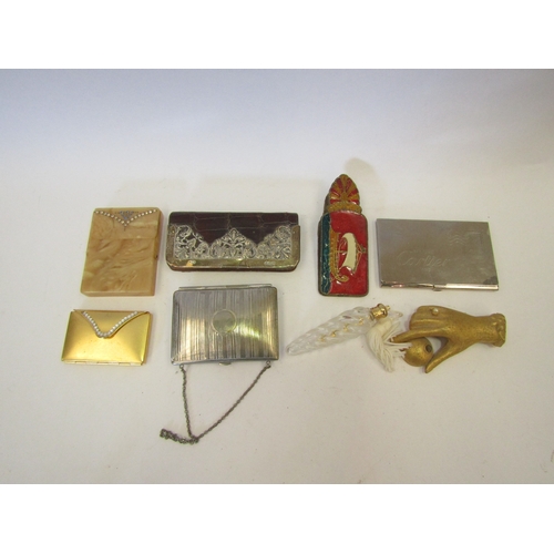 1340 - Assorted items including scent bottle, silver edged purse, Cartier calling card holder etc.