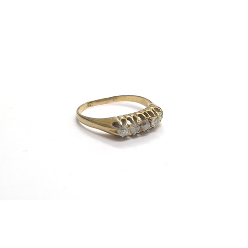 9183 - A five stone diamond ring, marks rubbed. Size N, 2.5g   (E) £100-150