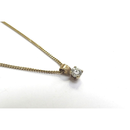 9333 - A diamond solitaire pendant, 0.25ct approx, hung on a 9ct gold chain, 41cm long, 2.6g