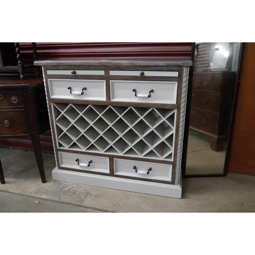 2074 - A white painted oak farmhouse country wine bar cabinet